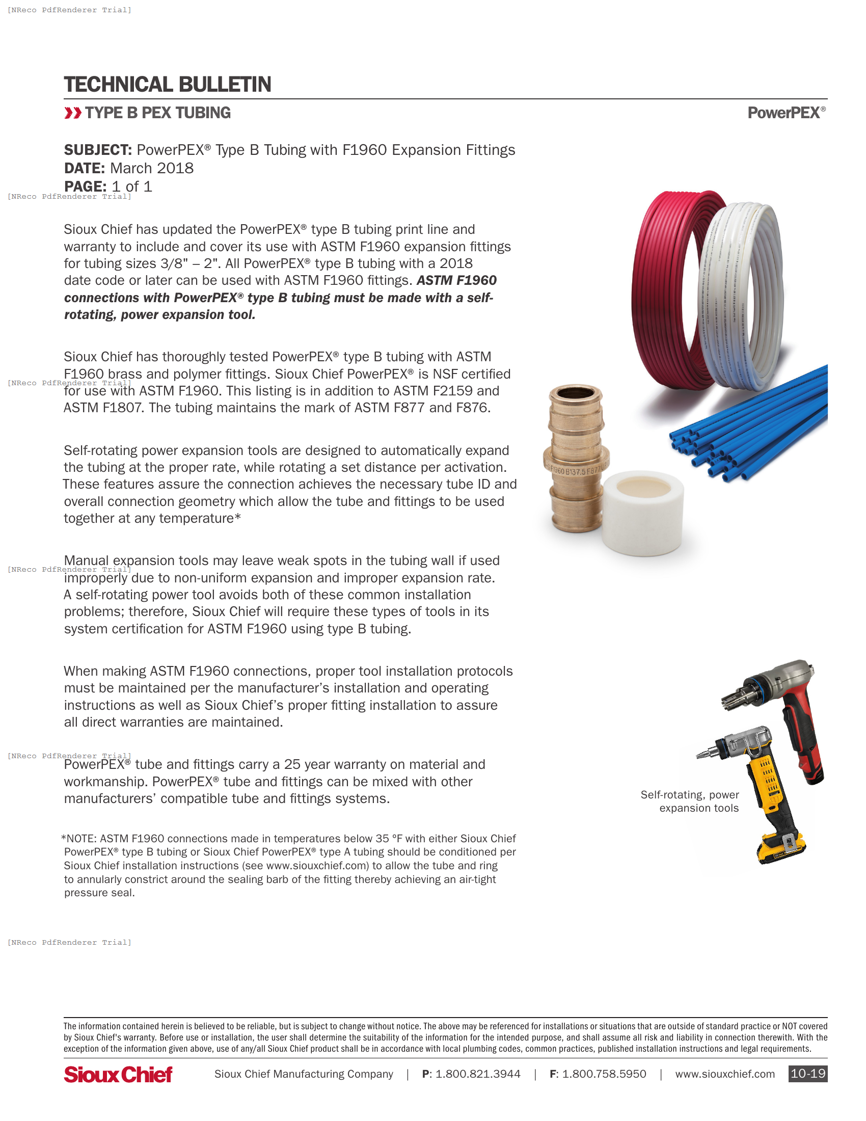 TECH BULLETIN - PEX B WITH F1960.PDF Technical Document